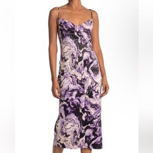 AFRM Katica Satin Lavender Haze Swirl Midi Dress - S
